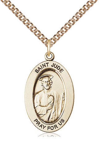 14kt Gold Saint Jude Thaddeus Medal Engraved Catholic Saint Jewelry