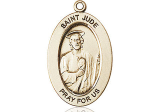 14kt Gold Saint Jude Thaddeus Medal Engraved Catholic Saint Jewelry