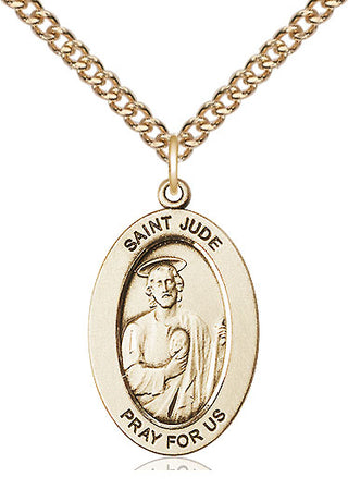 14kt Gold Saint Jude Thaddeus Medal Engraved Catholic Saint Jewelry