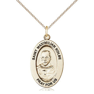 14kt Gold Saint Maximilian Kolbe Medal Engraved Catholic Saint Jewelry