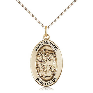 14kt Gold Saint Michael the Archangel Medal Engraved Catholic Saint Jewelry
