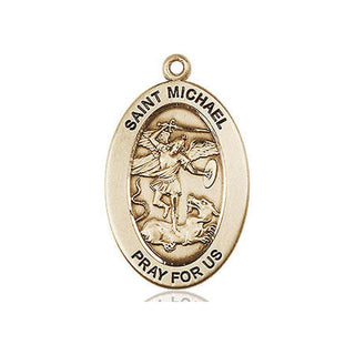 14kt Gold Saint Michael the Archangel Medal Engraved Catholic Saint Jewelry