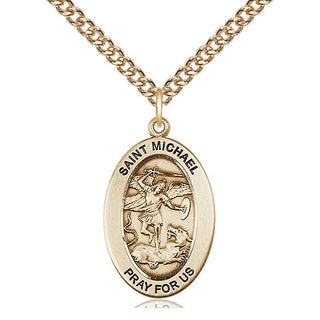14kt Gold Saint Michael the Archangel Medal Engraved Catholic Saint Jewelry