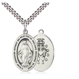 sterling silver miraculous medal necklace 11078SS