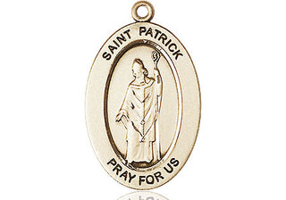 14kt Gold Saint Patrick Medal Engraved Catholic Saint Jewelry