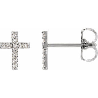 14K White .025 CTW Natural Diamond Cross Single Earring