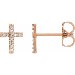 14K Rose .025 CTW Natural Diamond Cross Single Earring