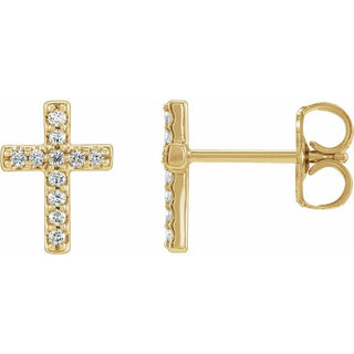 14K Yellow .08 CTW Natural Diamond Cross Earrings