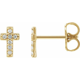14K Yellow .03 CTW Natural Diamond Cross Single Earring