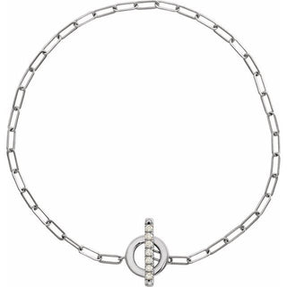 14K White 1/10 CTW Natural Diamond Toggle 7" Bracelet