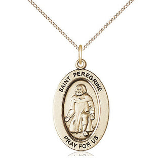 14kt Gold Saint Peregrine Medal Engraved Catholic Saint Jewelry