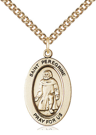 14kt Gold Saint Peregrine Medal Engraved Catholic Saint Jewelry