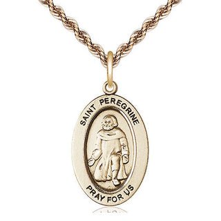 14kt Gold Saint Peregrine Medal Engraved Catholic Saint Jewelry