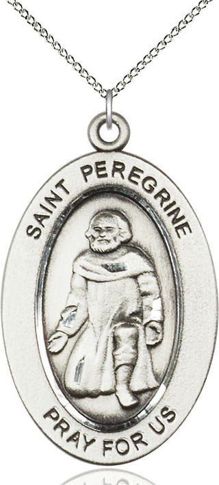 Sterling Silver Saint Peregrine Medal & Necklace Set Engraved Catholic Saint Jewelry