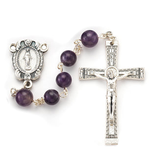 8MM Amethyst Genuine Stone Rosary