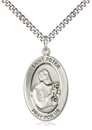 Sterling Silver St. Peter the Apostle Medal & Necklace Set | Engravable