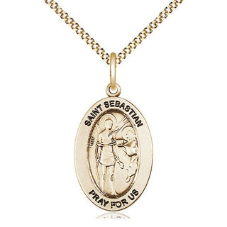 14K Gold-Filled Saint Sebastian Medal & Necklace Set Engraved Catholic Saint Jewelry