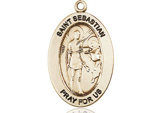 14kt Gold Saint Sebastian Medal Engraved Catholic Saint Jewelry