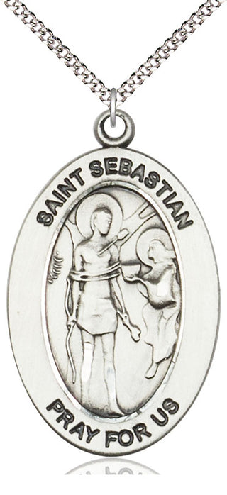 Sterling Silver St. Sebastian Medal & Necklace Set | Engravable