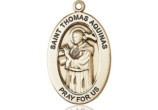 14kt Gold Saint Thomas Aquinas Medal Engraved Catholic Saint Jewelry