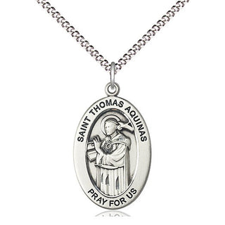 Sterling Silver Saint Thomas Aquinas Medal & Necklace Set Engraved Catholic Saint Jewelry