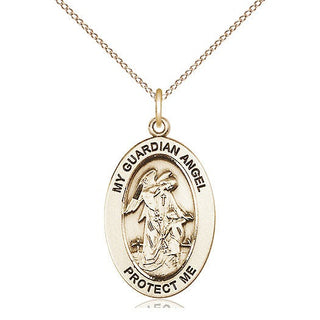 14kt gold filled guardian angel wchild medal necklace 11118GF