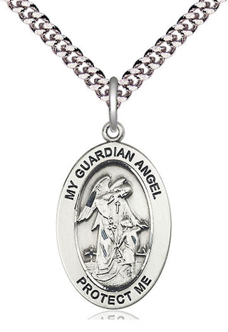 sterling silver guardian angel wchild medal necklace 11118SS