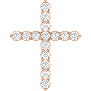 14K Rose 3/4 CTW Lab-Grown Diamond Cross Pendant
