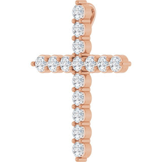 14K Rose 3/4 CTW Natural Diamond Cross Pendant