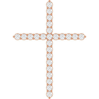 14K Rose 1 CTW Lab-Grown Diamond Cross Pendant