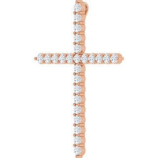 14K Rose 1 CTW Lab-Grown Diamond Cross Pendant