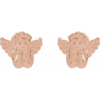 14K Rose Cherub Earrings 