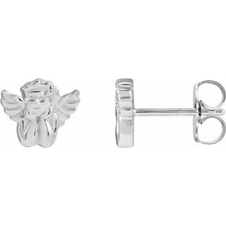 14K White Left Cherub Earring