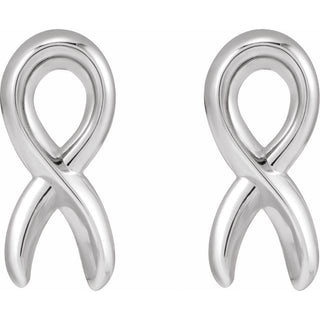 14K White Survivor Ribbon Earrings