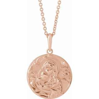 14K Rose Madonna & Child 16-18" Necklace 
