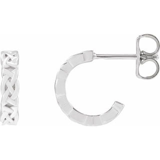 14K White Celtic-Inspired 10.25 mm Hoop Earrings