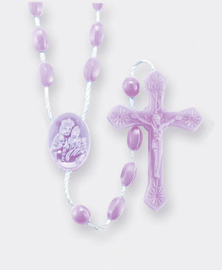 Pink Plastic Cord Rosary Sold 25-Pack