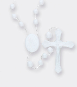 White Plastic Cord Rosary 25-Pack