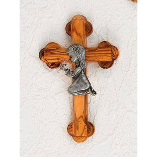 5 inch Olive Wood Cross - Baby Girl - SALE