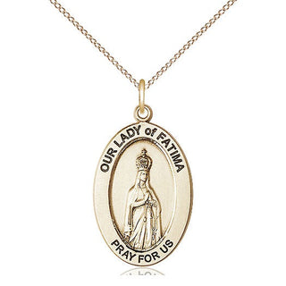 14kt Gold Our Lady of Fatima Medal Engraved Catholic Saint Jewelry
