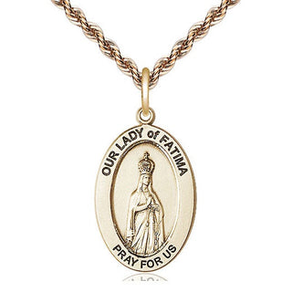 14kt Gold Our Lady of Fatima Medal Engraved Catholic Saint Jewelry