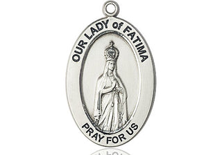 Sterling Silver Our Lady of Fatima Medal & Necklace Set | Engravable