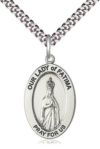 Sterling Silver Our Lady of Fatima Medal & Necklace Set | Engravable