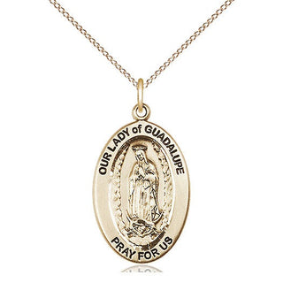 14kt Gold Our Lady of Guadalupe Medal Engraved Catholic Saint Jewelry