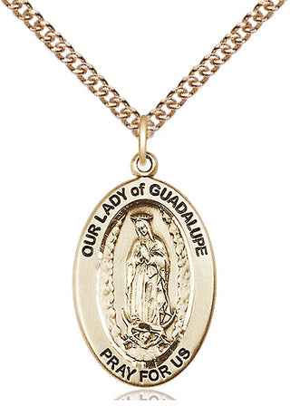 14kt Gold Our Lady of Guadalupe Medal Engraved Catholic Saint Jewelry