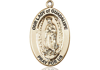 14kt Gold Our Lady of Guadalupe Medal Engraved Catholic Saint Jewelry