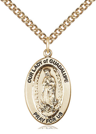 14kt Gold Our Lady of Guadalupe Medal Engraved Catholic Saint Jewelry