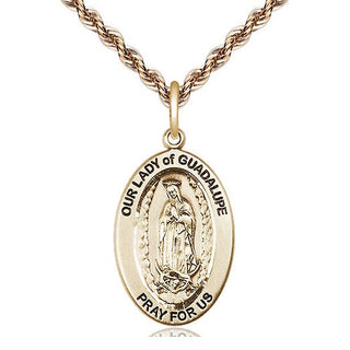 14kt Gold Our Lady of Guadalupe Medal Engraved Catholic Saint Jewelry