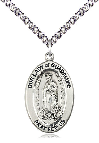 Sterling Silver Our Lady of Guadalupe Medal & Necklace Set | Engravable