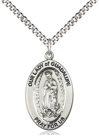 Sterling Silver Our Lady of Guadalupe Medal & Necklace Set | Engravable